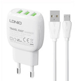 شارژر دیواری 15.5 وات الدینیو مدل A3315 به همراه کابل microUSB