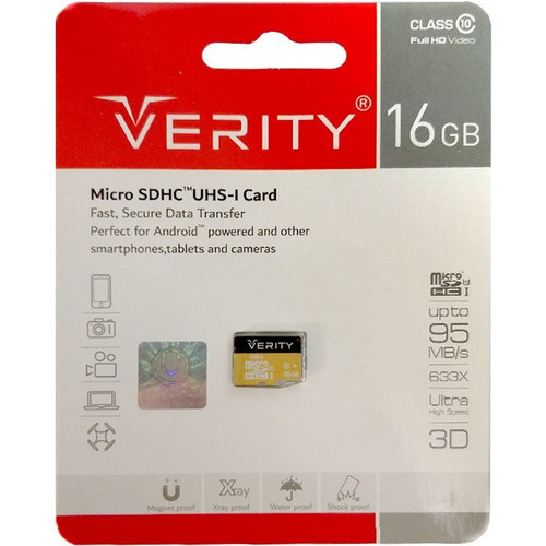کارت حافظه وریتی مدل U106 ظرفیت ۱۶ گیگابایت کلاس ۱۰ سرعت ۹۵MB/s