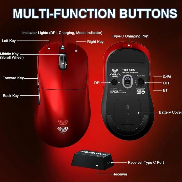 ماوس آئولا مدل SC900 Pro بی سیم